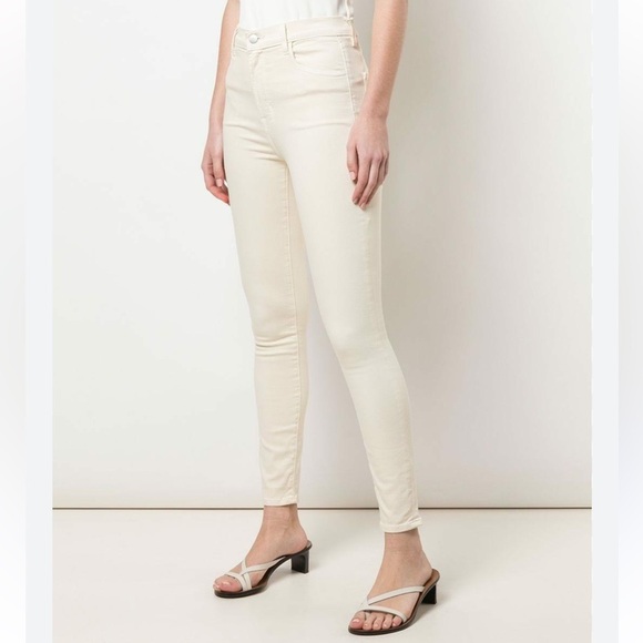 J. Brand Leenah Macadamia High-Rise Ankle Skinny Jean Stretchy IVORY 31 Large - Picture 1 of 5